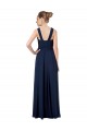 Achat Bleu marine foncé Trapèze Épaule Dénudée Mousseline Longue Robes demoiselle d'honneur