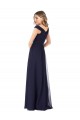 Achat Bleu marine foncé Trapèze Épaule Dénudée Mousseline Longue Robes demoiselle d'honneur