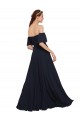 Achat Bleu marine foncé Trapèze Épaule Dénudée Mousseline Longue Robes demoiselle d'honneur / Robes de bal