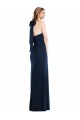 Achat Bleu marine foncé Trompette Col Haut Crêpe Stretch Longue Robes demoiselle d'honneur / Robes de bal