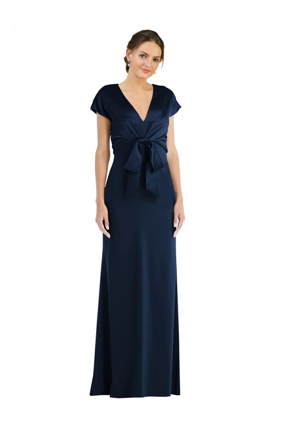 Achat Bleu marine foncé Trompette Épaule Dénudée Crêpe Stretch Longue Formelles Robes demoiselle d'honneur / Robes de soirée / Robes de bal