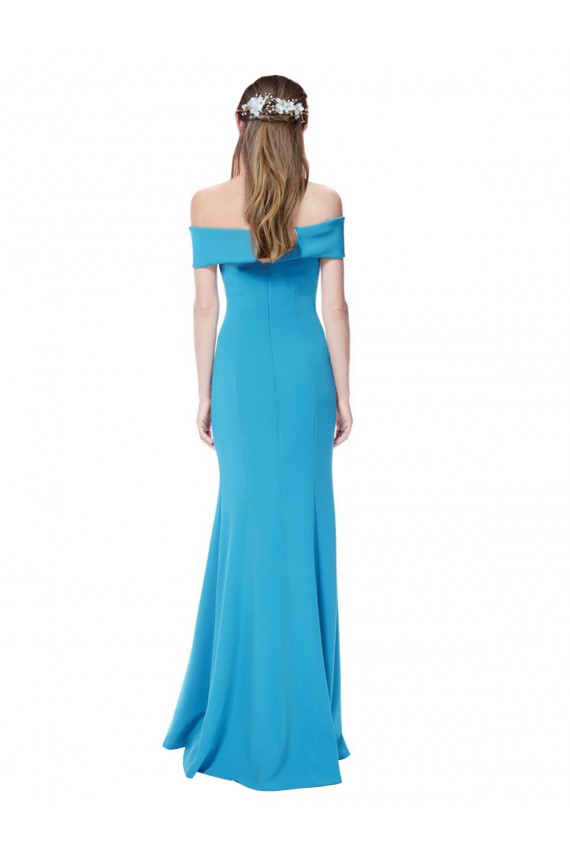 Achat Bleu paon Fourreau Épaule Dénudée Crêpe Stretch Longue Formelles Robes demoiselle d'honneur / Robes de soirée / Robes de bal