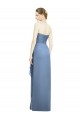 Achat Bleu poussiéreux Fourreau Sans bretelle Mousseline Longue Robes demoiselle d'honneur