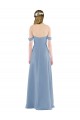 Achat Bleu poussiéreux Fourreau Épaule Dénudée Mousseline Longue Robes demoiselle d'honneur