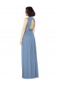 Achat Bleu poussiéreux Trapèze Bateau Mousseline Longue Robes demoiselle d'honneur