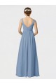 Achat Bleu poussiéreux Trapèze Bretelles spaghetti Mousseline Longue Robes demoiselle d'honneur