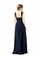 Achat Bleu poussiéreux Trapèze Col Carré Mousseline Longue Robes demoiselle d'honneur
