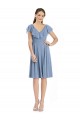 Achat Bleu poussiéreux Trapèze Col V Mousseline Courte Robes demoiselle d'honneur