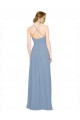 Achat Bleu poussiéreux Trapèze Licou Col Haut Mousseline Longue Robes demoiselle d'honneur