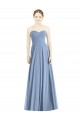 Achat Bleu poussiéreux Trapèze Mousseline Longue Robes demoiselle d'honneur