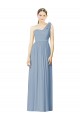 Achat Bleu poussiéreux Trapèze Mousseline Longue Robes demoiselle d'honneur