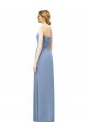 Achat Bleu poussiéreux Trapèze Sans bretelle Mousseline Longue Robes demoiselle d'honneur