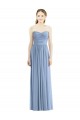 Achat Bleu poussiéreux Trapèze Sans bretelle Mousseline Longue Robes demoiselle d'honneur