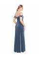 Achat Bleu poussiéreux Trapèze Épaule Dénudée Sans bretelle Velours Stretch Longue Robes demoiselle d'honneur / Robes de bal
