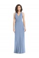 Achat Bleu poussiéreux Trompette Licou Col V Mousseline Longue Formelles Robes demoiselle d'honneur / Robes de soirée