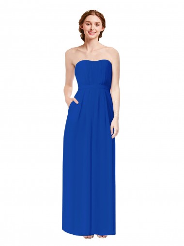 Achat Bleu roi Fourreau Mousseline Longue Robes demoiselle d'honneur