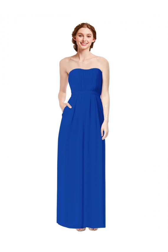 Achat Bleu roi Fourreau Mousseline Longue Robes demoiselle d'honneur