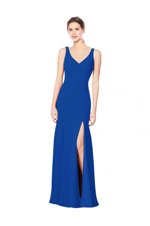 Achat Bleu roi Fourreau Mousseline Longue Robes demoiselle d'honneur