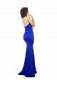 Achat Bleu roi Sirène Col Haut Crêpe Stretch Longue Formelles Robes demoiselle d'honneur / Robes de soirée / Robes de bal