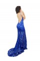 Achat Bleu roi Sirène Col Haut Dentelle Longue Robes demoiselle d'honneur / Robes de bal