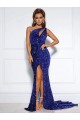 Achat Bleu roi Sirène Traîne moyenne Paillettes Velours Longue Robes de bal