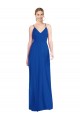 Achat Bleu roi Trapèze Bretelles spaghetti Col V Mousseline Longue Robes demoiselle d'honneur