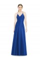 Achat Bleu roi Trapèze Bretelles spaghetti Col V Satiné Longue Robes demoiselle d'honneur