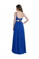 Achat Bleu roi Trapèze Bretelles spaghetti Mousseline Longue Asymétrique Robes demoiselle d'honneur