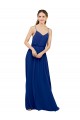 Achat Bleu roi Trapèze Bretelles spaghetti Mousseline Longue Robes demoiselle d'honneur