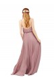 Achat Bleu roi Trapèze Bretelles spaghetti Mousseline Longue Robes demoiselle d'honneur
