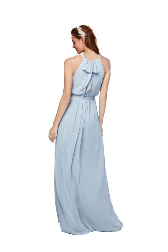 Achat Bleu roi Trapèze Col Haut Mousseline Longue Robes demoiselle d'honneur