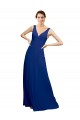 Achat Bleu roi Trapèze Col V Mousseline Longue Robes demoiselle d'honneur
