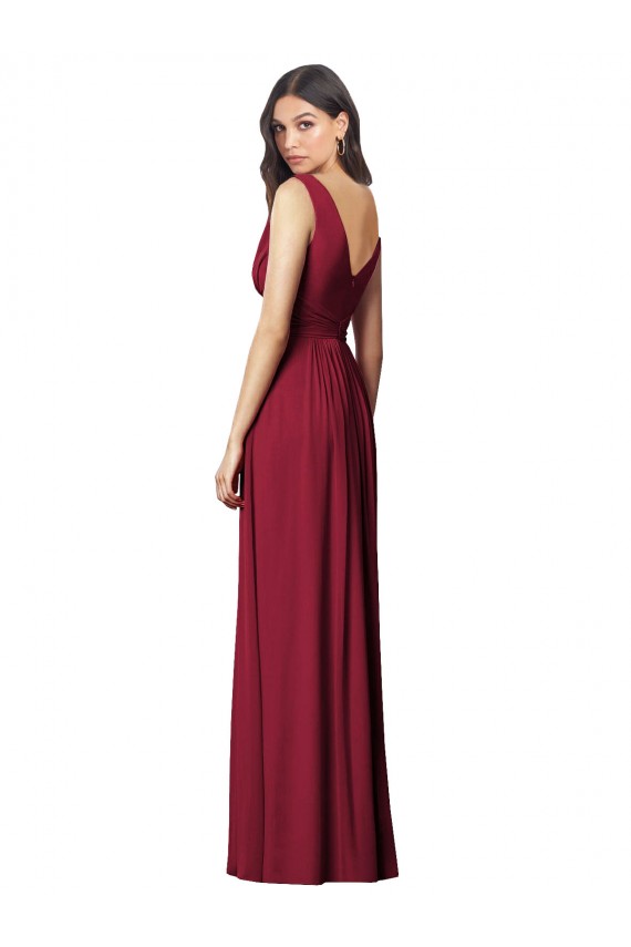 Achat Bleu roi Trapèze Col V Mousseline Longue Robes demoiselle d'honneur