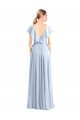 Achat Bleu roi Trapèze Col V Mousseline Longue Robes demoiselle d'honneur