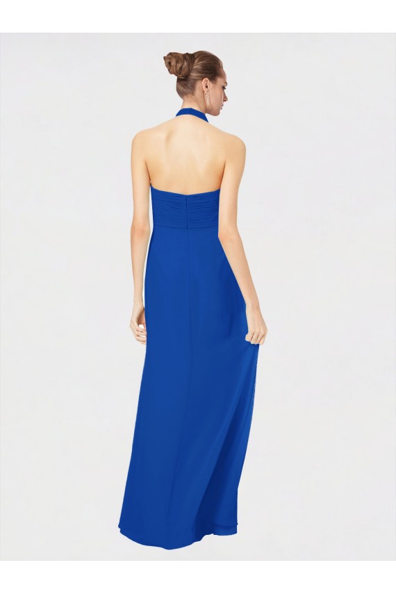 Achat Bleu roi Trapèze Licou Mousseline Longue Robes demoiselle d'honneur