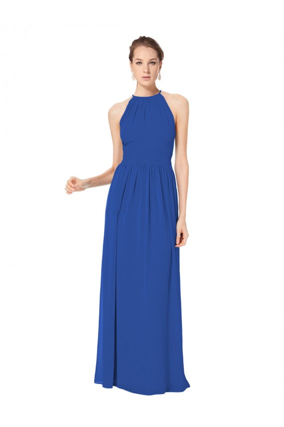 Achat Bleu roi Trapèze Licou Mousseline Longue Robes demoiselle d'honneur