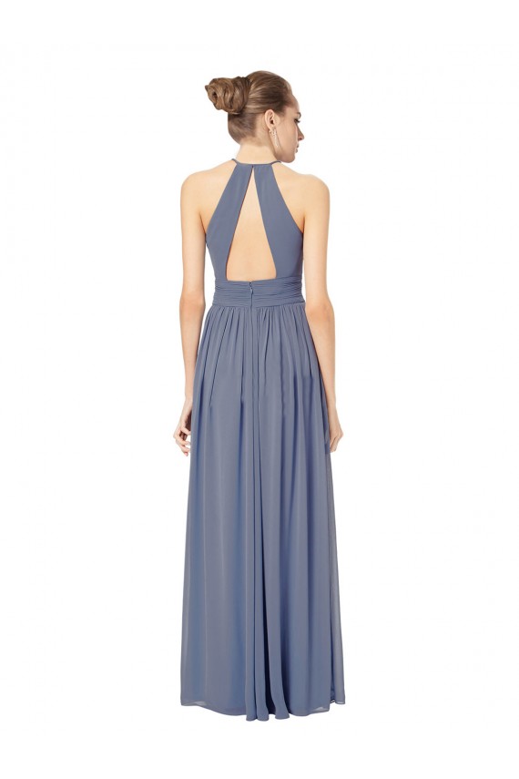 Achat Bleu roi Trapèze Licou Mousseline Longue Robes demoiselle d'honneur