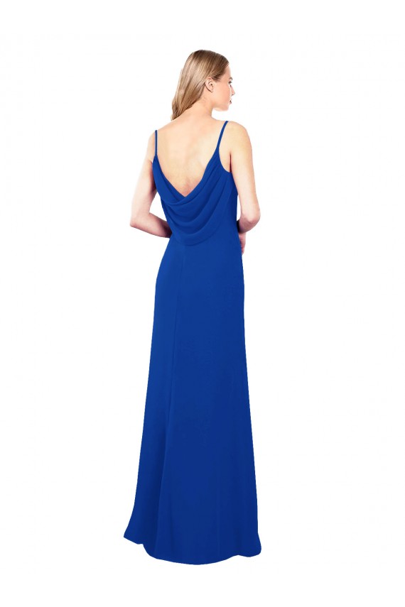 Achat Bleu roi Trapèze Mousseline Longue Robes demoiselle d'honneur
