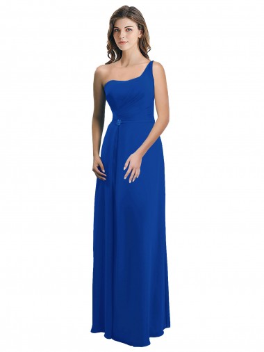 Achat Bleu roi Trapèze Mousseline Longue Robes demoiselle d'honneur