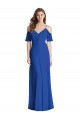 Achat Bleu roi Trompette Bretelles spaghetti Col V Mousseline Longue Robes demoiselle d'honneur