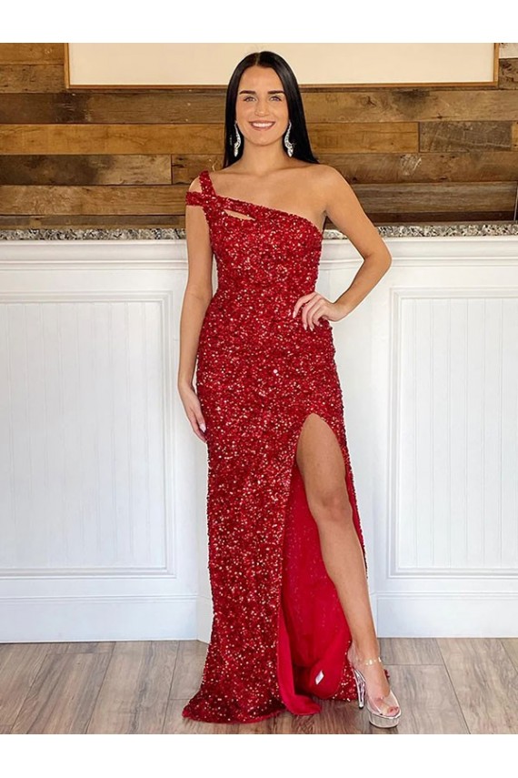 Achat Bordeaux Fourreau Balayage train Paillettes Velours Longue Robes de bal