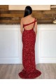 Achat Bordeaux Fourreau Balayage train Paillettes Velours Longue Robes de bal