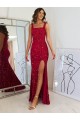 Achat Bordeaux Fourreau Col Carré Paillettes Velours Longue Robes de bal