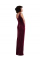 Achat Bordeaux Fourreau Col V Velours Stretch Longue Robes demoiselle d'honneur / Robes de bal