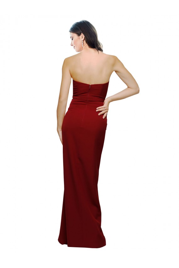 Achat Bordeaux Fourreau Crêpe Stretch Longue Formelles Robes demoiselle d'honneur / Robes de soirée / Robes de bal