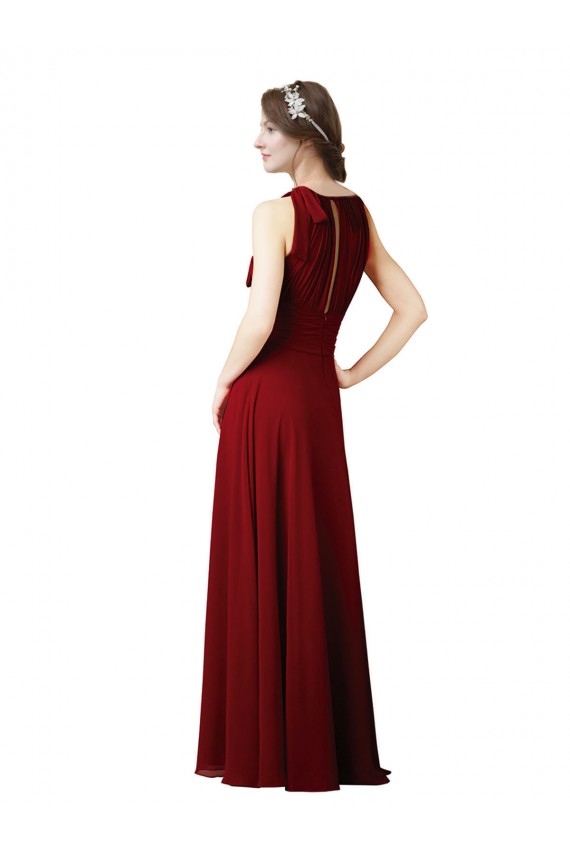 Achat Bordeaux Fourreau Licou Mousseline Longue Robes demoiselle d'honneur