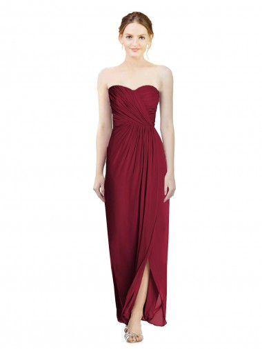 Achat Bordeaux Fourreau Mousseline Longue Robes demoiselle d'honneur