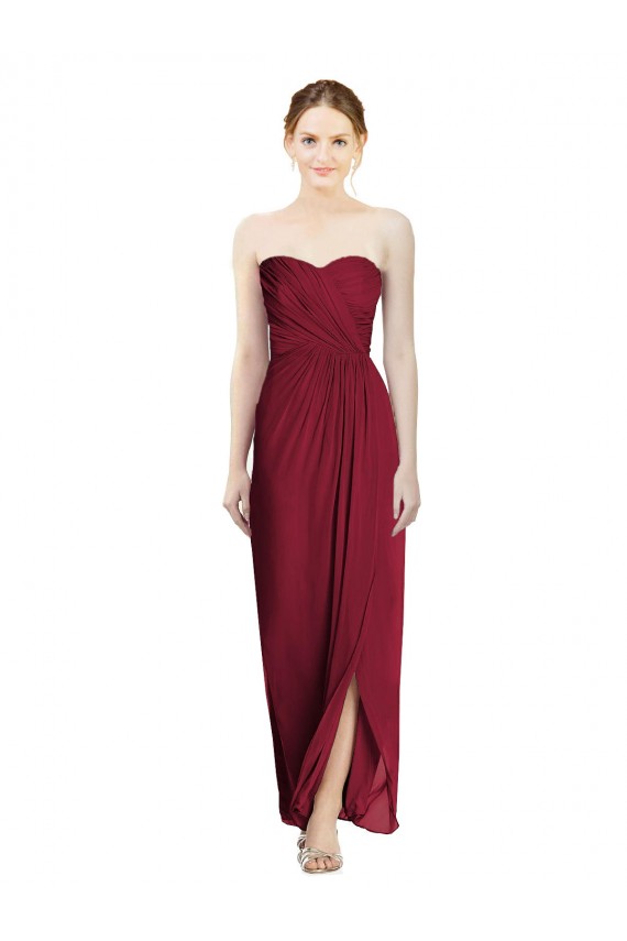 Achat Bordeaux Fourreau Mousseline Longue Robes demoiselle d'honneur
