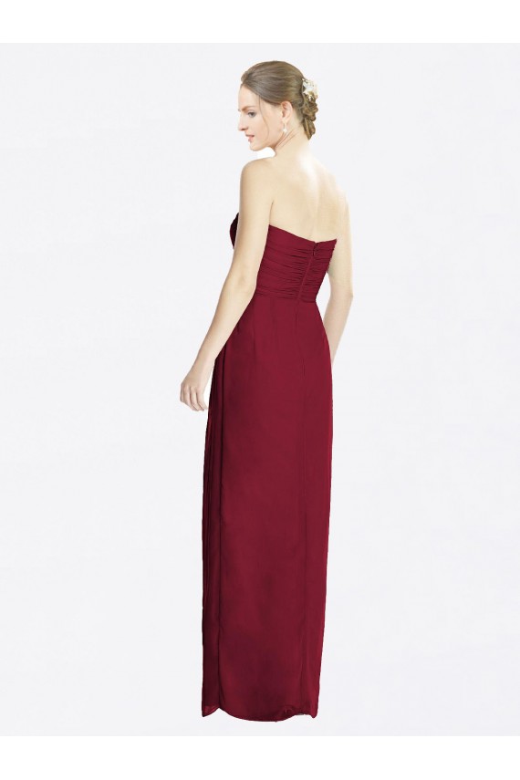 Achat Bordeaux Fourreau Mousseline Longue Robes demoiselle d'honneur