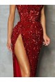 Achat Bordeaux Fourreau Sans bretelle Paillettes Velours Longue Robes de bal